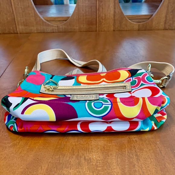 Coach Poppy Pop C gold glitter Crossbody / Shoulder Bag + Wristlet set - Picture 9 of 15